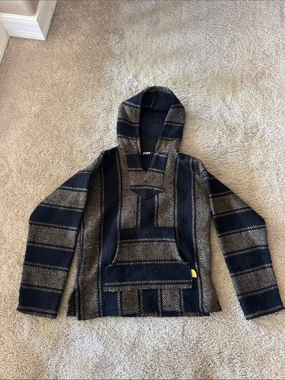 Unbranded Kids Black & Tan Stripe Baja Hoodie
